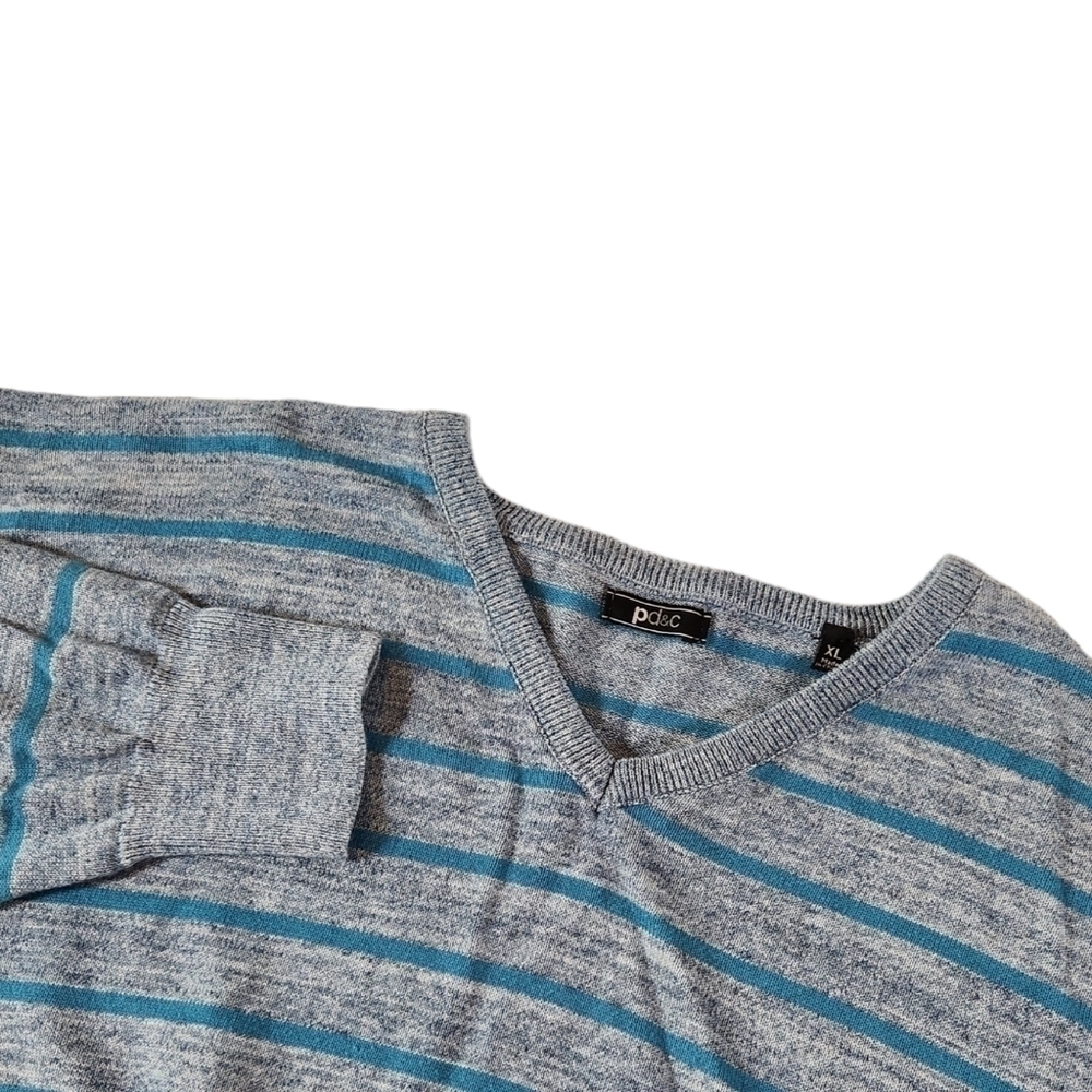 PAPER Denim & Cloth PD&C  Men's XL Long Sleeve Pullover V-Neck Sweater Blue